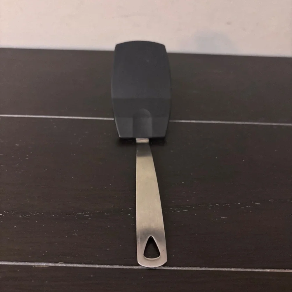 Norpro‎ Mini Spatula 18/10 Stainless Steel Black Silicone Turner 7.5 Inch Small